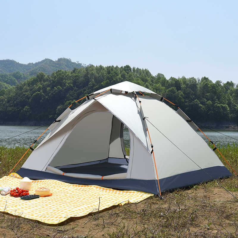 银便携式户外速帐篷折叠全自动开野营胶帐篷露营加厚沙滩帐篷防雨