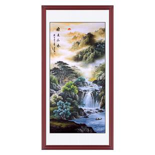 入户进门玄关画寓意好的山水画新中式流水生财挂画走廊过道装饰画