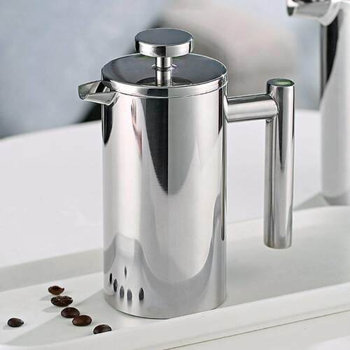 French Press Coffee Maker 304 Grade Stainless Steel Silver
