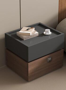 实木床头柜收床边柜简约室代家用床头卧纳指纹锁小型RYW现储物柜