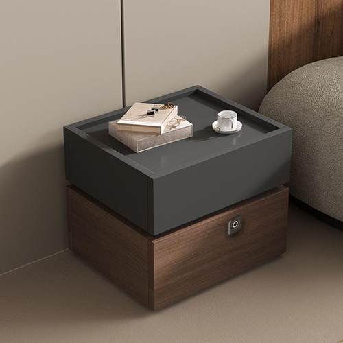 实木床头柜收床边柜简约室代家用床头卧纳指纹锁小型RYW现储物柜