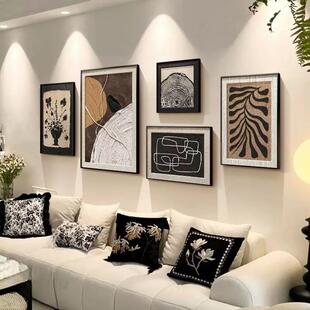 中古风抽象客厅装饰画五联组合壁画大白墙小众艺术沙发背景墙挂画