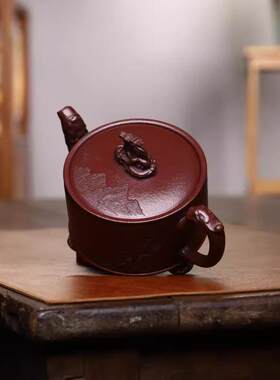 宜兴名家全手工紫砂壶三足螭龙壶原矿底槽清茶具纯手工家用茶壶