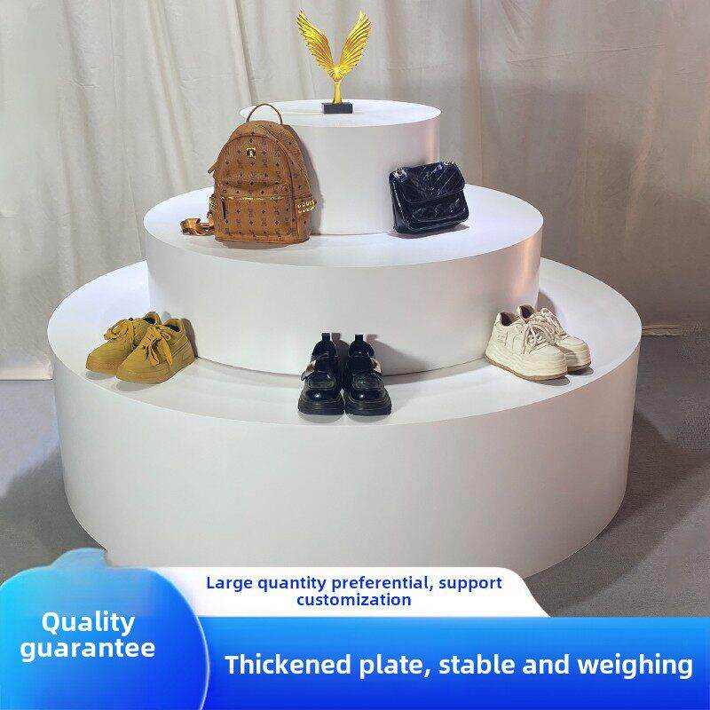 烤漆圆形地台展示柜底座促销展示台促销台中岛台摆台流水台陈列柜