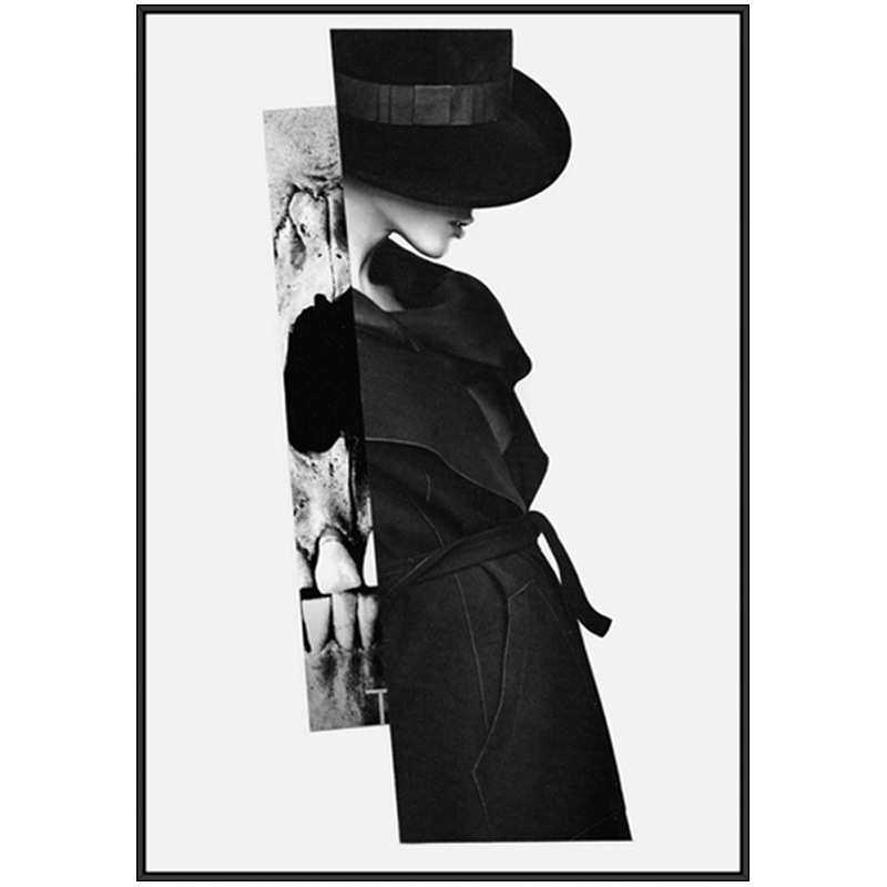 现代艺术玄关装饰画客厅墙面黑白抽象挂画小众人物大尺寸软装壁画