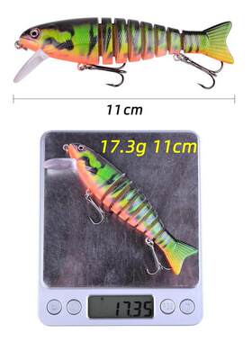 新款直销路亚饵多节鱼11cm 17g塑料仿生硬饵海钓假饵翘嘴鲈鱼黑鱼