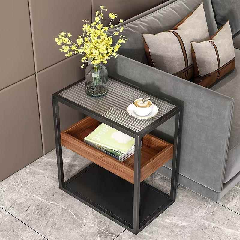轻奢实木VMU边沙发侧边柜床几桌头小子代玻璃茶几边柜迷现你置物