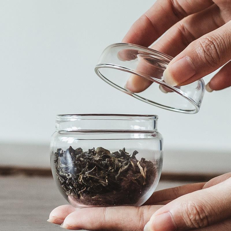 迷你日式透明玻璃醒茶罐茶叶罐民宿家用储物罐茶罐便携小茶罐