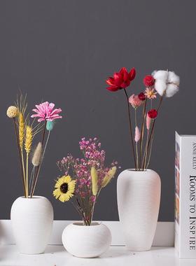 白色拉丝创意陶瓷花瓶北欧办公室家居装饰工艺品摆件简约花插花器