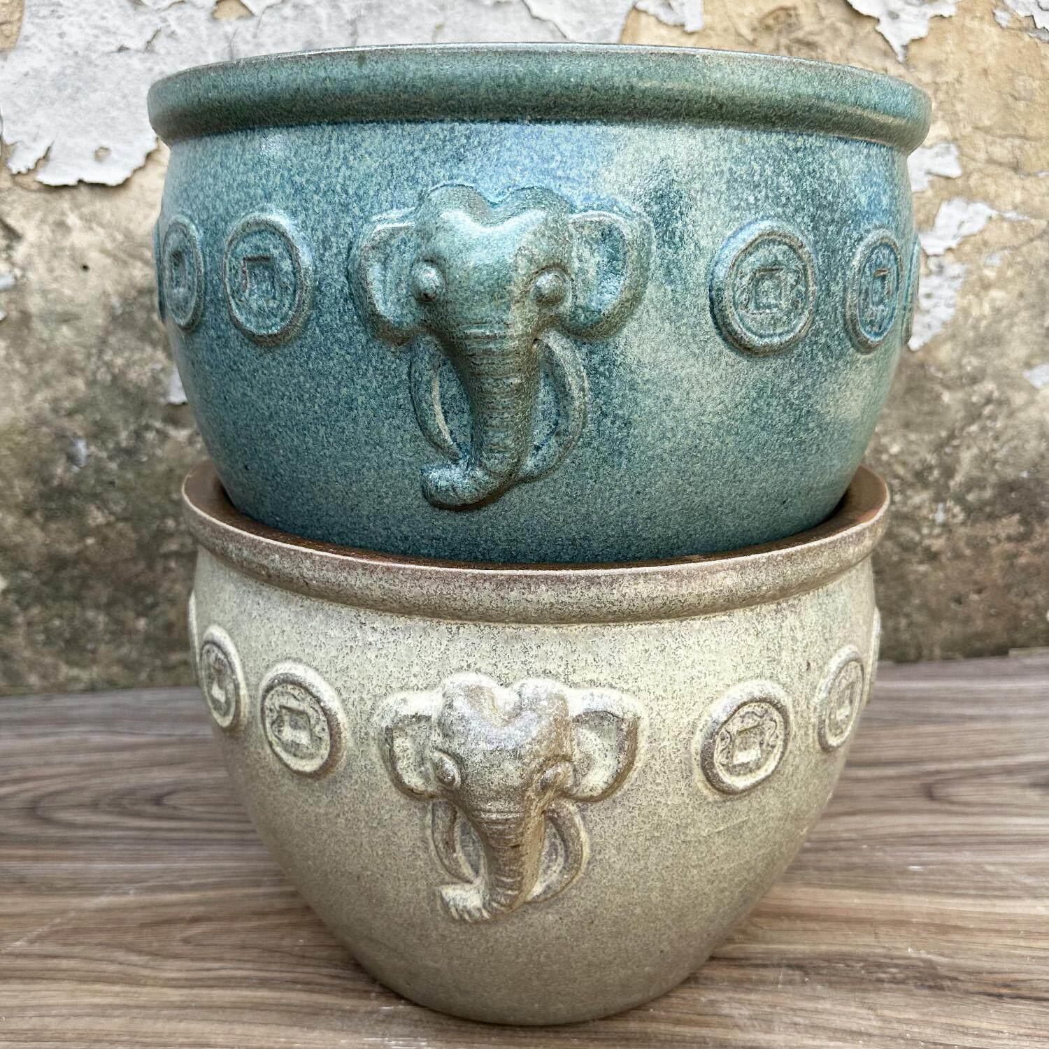 加厚特大口径无孔水培古法养鱼缸睡莲碗莲粗陶花盆造景大缸铜钱草