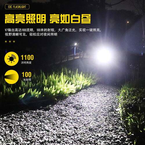 新款多功能迷你手电筒 高亮1100LM强光 硬质铝合金磁吸警示手电筒