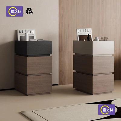 新纳款小型床柜边BDD实超窄柜置收柜客厅纯木床头简约现代卧室储