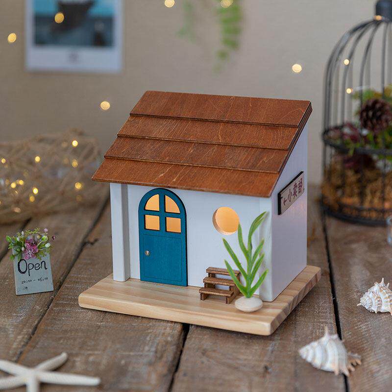 阿楹 卡通小房子摆件遥控器飘窗收纳盒女生工位电视柜床头可爱屋