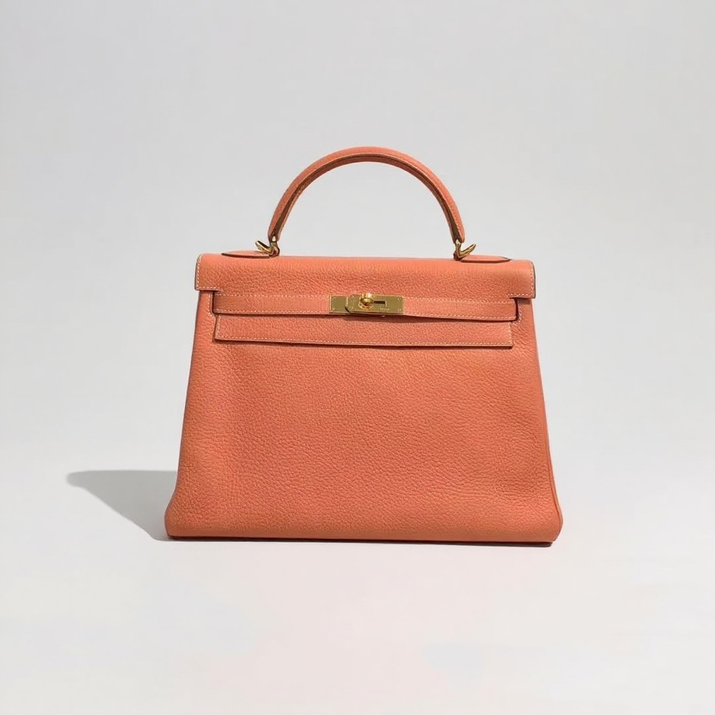 99新Hermes/爱马仕Kelly32龙虾粉Togo皮金扣女款手提凯莉包