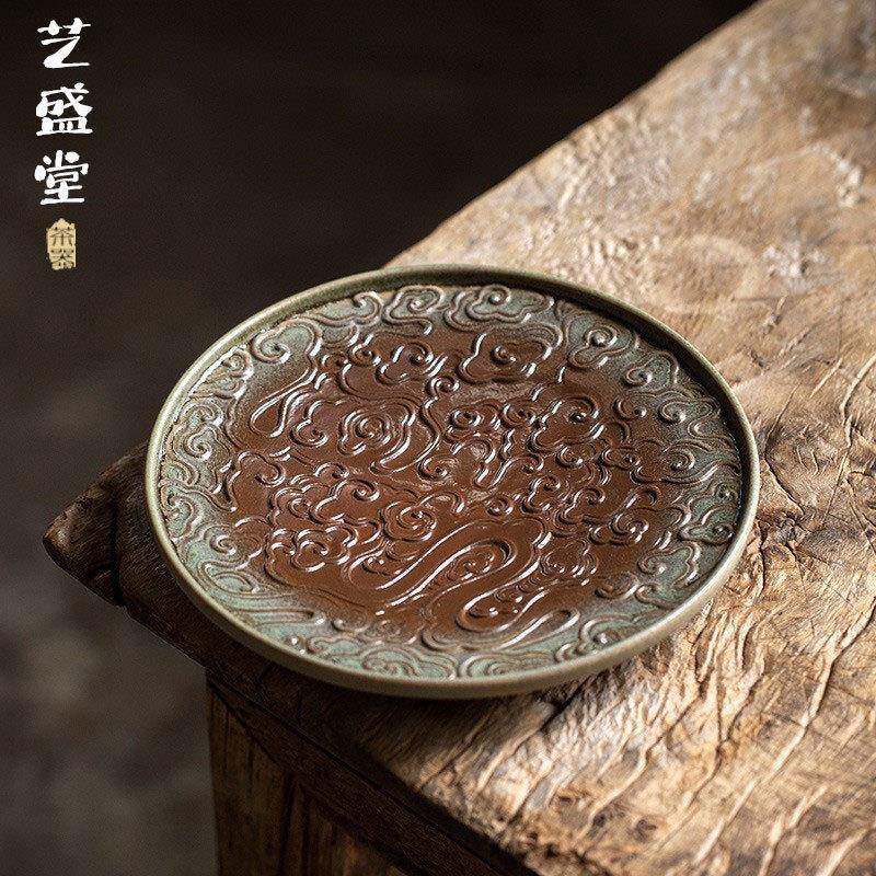 粗陶窑变壶承中式风仿古手工壶垫家用茶点盘果盘创意干泡盘茶托