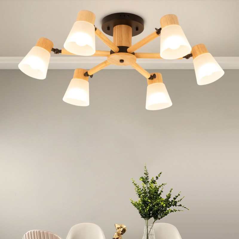 北欧客厅多头吊灯简约现代轻奢新款卧室餐厅日式玻璃吸顶灯