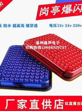 跨境出口车体红蓝岗亭方形爆闪灯频闪警示灯LED12V24V220V车顶