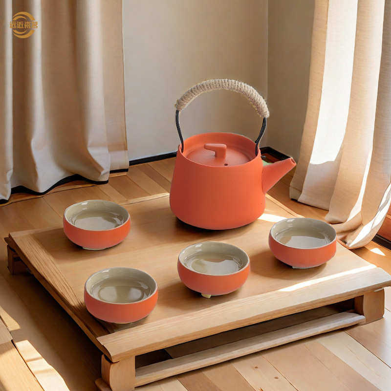 粗陶旅行茶具套装户外便携式陶瓷哑光快客杯一壶四杯办公室泡茶壶,餐饮具,旅行茶具,淘宝优惠券,粉丝福利购,淘宝优惠卷