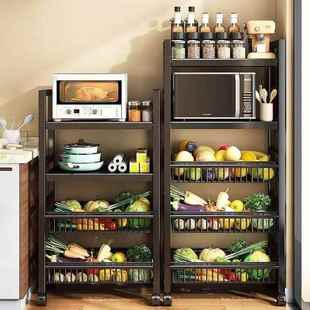 厨房置物架落纳地层多蔬菜家用多功能锅架微NXA波储物炉架厨柜收