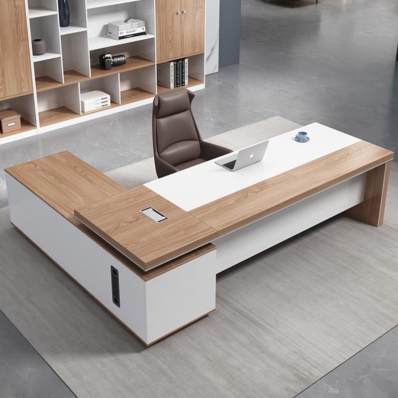 原木色老板办公桌简约现代总裁桌椅组合大班台经理主管办公室家具