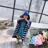 儿童浴巾大披肩兜帽超纤维披肩浴袍卡通可穿戴婴儿游泳沙滩毛巾
