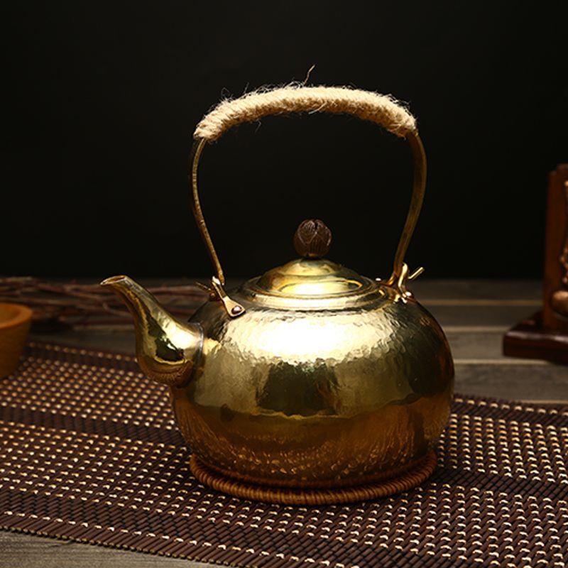 若容茶艺手工锤纹铜壶煮茶壶炭炉烧水纯铜壶紫铜茶壶复古铜壶