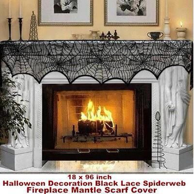 Halloween Decoration Spiderweb Fireplace Mantle Scarf Cover