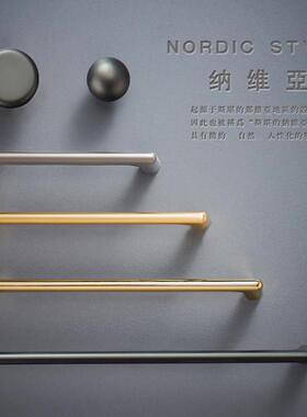 柜子拉手抽屉金色现代简约整体橱柜衣柜门装饰长把手单孔黑色高档