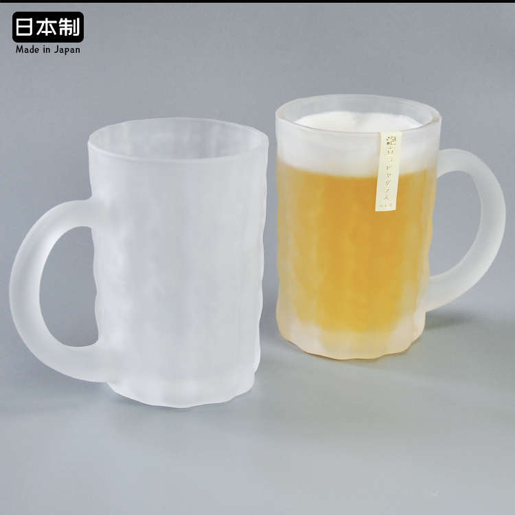 进口啤酒杯日本东洋佐佐木磨砂冰川网红玻璃带把手水杯精酿扎啤杯