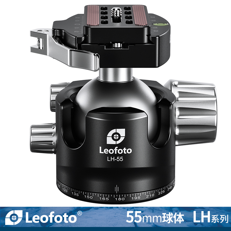 徕图Leofoto LH-55LR 单反相机三脚架双扳扣锁紧专业低重心双开口