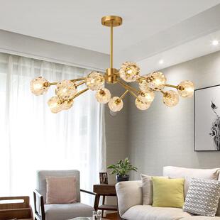 后现代吊灯北欧简约树杈分子灯魔豆客厅灯卧室灯轻奢餐厅水晶吊灯