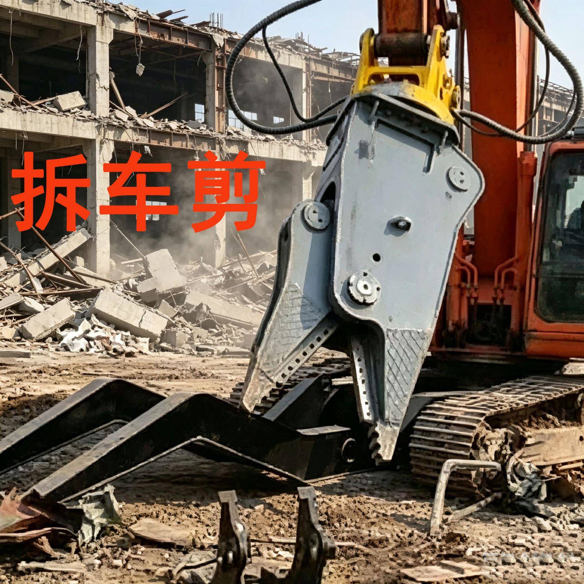 挖掘机液压拆车剪报废汽车车架车厢拆解设备废钢钢板剪切工程属具