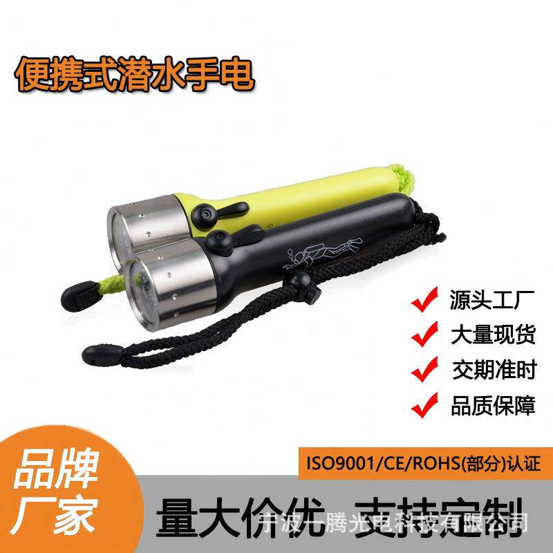 不锈钢头潜水专用手电筒水下照明Q5 5W 便携aa手电led浅水区潜水