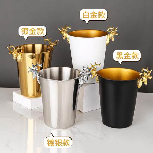 鹿头不锈钢冰粒桶香槟桶啤酒桶红酒桶 KTV酒吧商用冰块桶大号冰桶