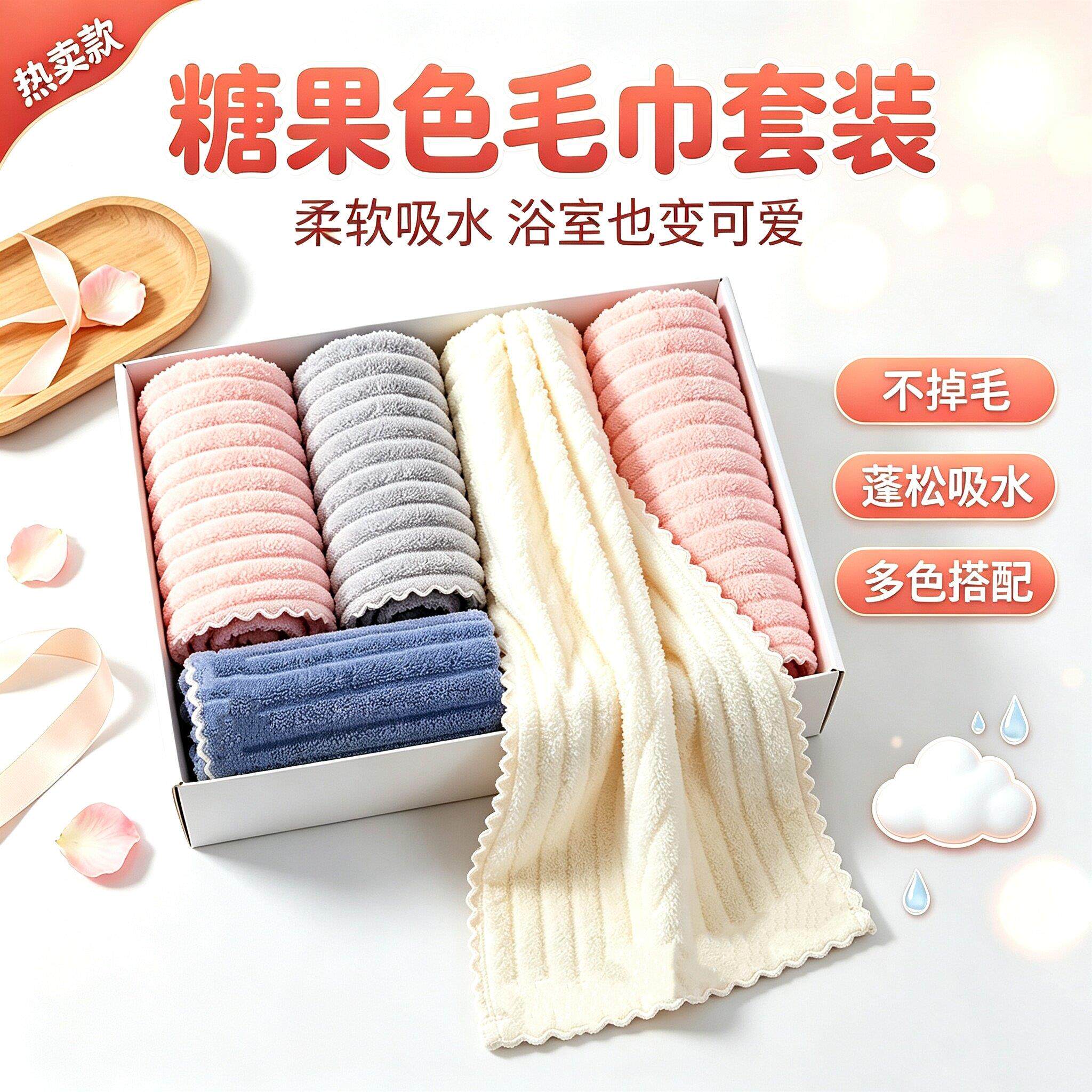 洗澡毛巾珊瑚绒不掉毛洗脸成人家用吸水擦脸面巾学生宿舍柔软擦手