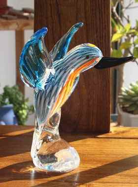 手工琉璃蜂鸟摆件创意柜子客厅置物架家居动物小鸟摆设装饰品造景