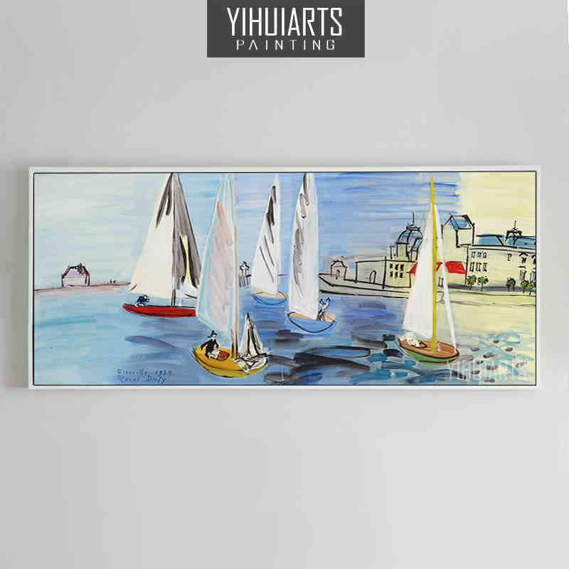风景油画装饰画手绘无框沙发背景墙客厅挂画地中海现代YIHUI 358