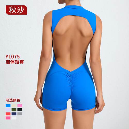 Sleeveless back hollow yoga jumpsuit for sports and