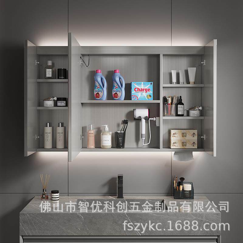 不锈钢智能镜柜防潮带背板镜箱卫生间镜子柜带灯除雾镜柜通顶镜柜