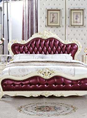 暖树家具欧式全实木床结婚新床1.8米靠背床白色高箱储物床