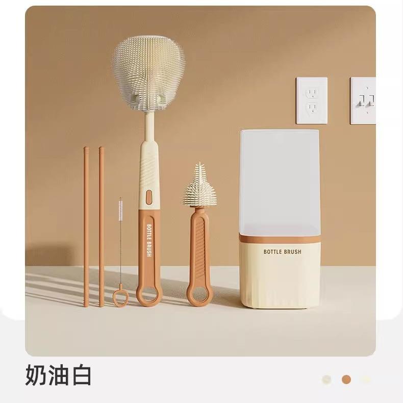 多杯功能水直柄奶硅胶奶瓶刷/便携嘴刷婴儿洗奶瓶容器清洁杯刷套图片