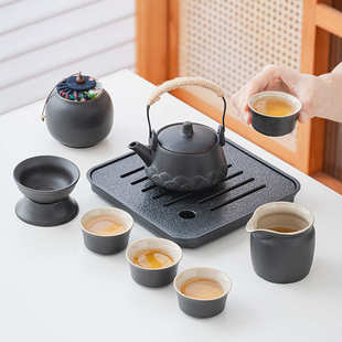 功夫茶具套装 日式 小家用简约泡茶壶茶杯轻奢旅行户外茶台茶盘