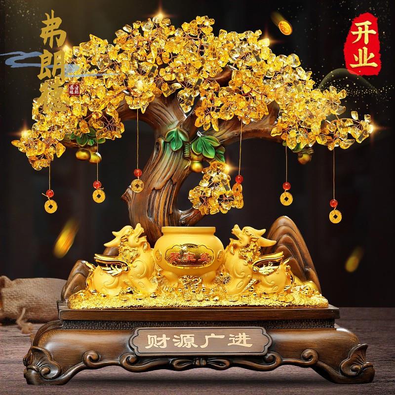 招财金蟾玉白菜发财树摆件收银柜台装饰乔迁高档礼品开 店开 业礼