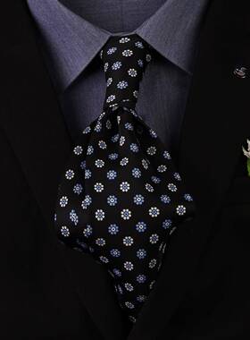手打领带男士黑色波点领带衬衫商务职业箭头型仿新郎结婚1009r