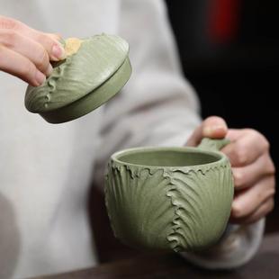 宜兴紫砂主人杯茶杯手工创意仿生白菜百财蜗牛杯功夫品茗杯盖杯