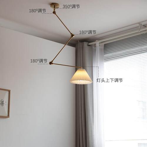 新款可移位餐厅吊灯北欧设计师岛台小卧室工作台设计师款百褶灯具