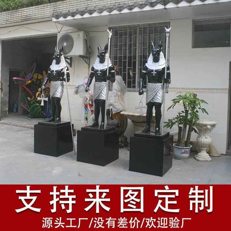 户外埃及阿努比斯狼人像古埃及法老国王玻璃钢雕塑手工雕塑