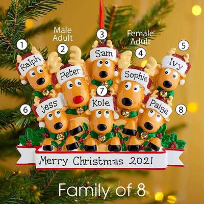 DIY Write Name Personalized Resin Reindeer Family Christmas