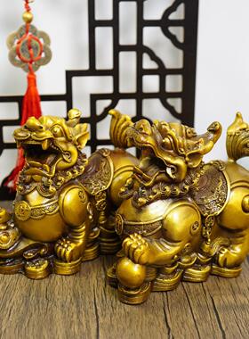 冠午黄铜貔貅铜貔貅摆件如意貔貅店铺开业饰品工艺品办公室摆件