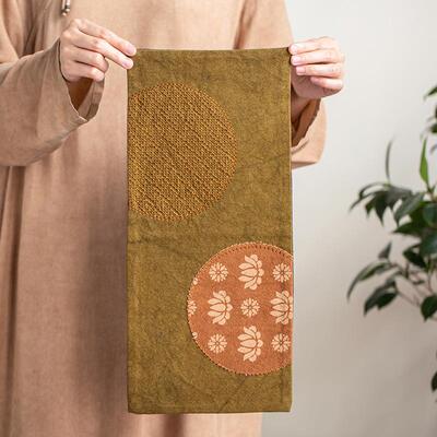 明泉茶斋扎染帆布干泡席中式简约茶席茶桌垫布隔热垫桌旗茶道配件